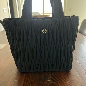 lululemon athletica Black Quilted Tote with Logo Accent